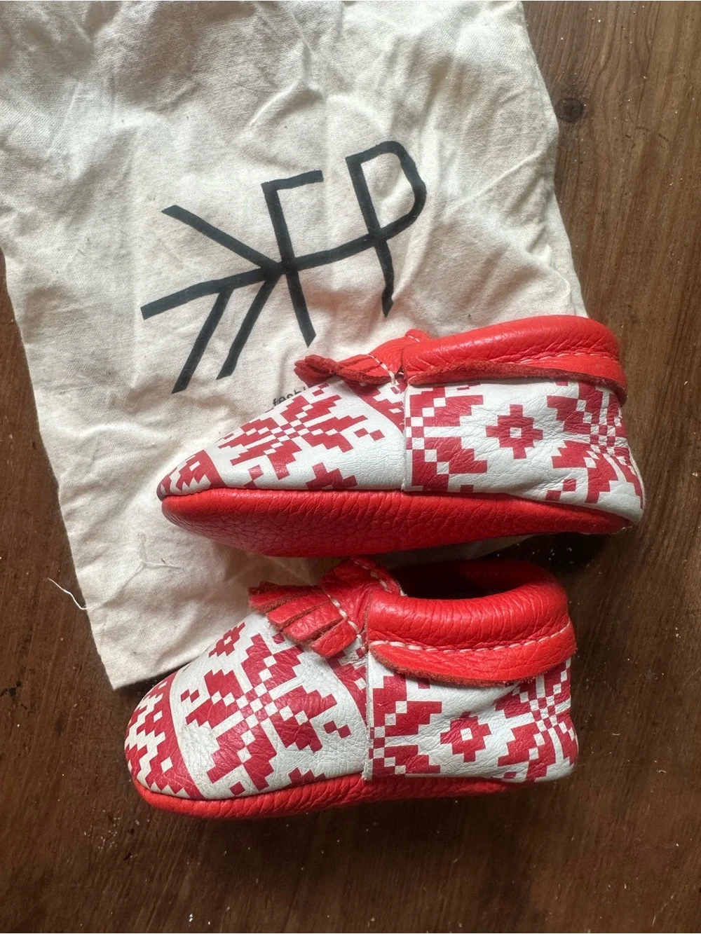 Freshly Picked Red and White Geometric Moccasins